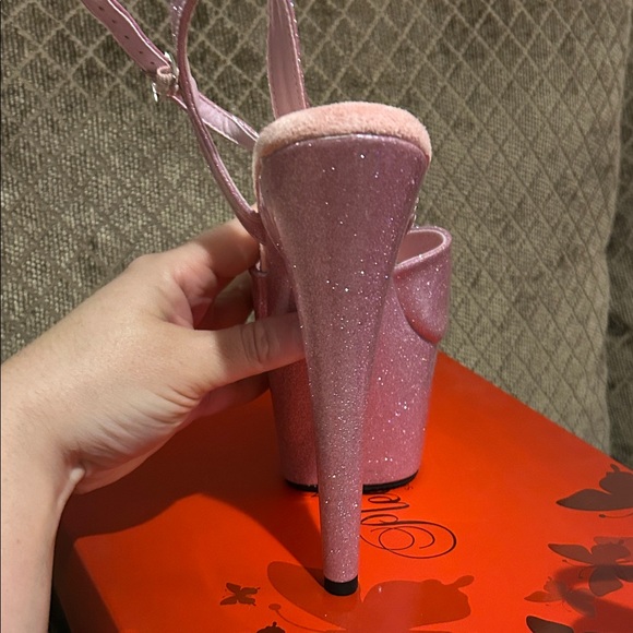 Pleaser size 10 NIB Pink Glitter Platform heels - Picture 10 of 13